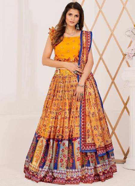 Yellow Colour Trendy Floral Rajwadi Patola Exclusive Wear Printed Lehenga Collection 1004